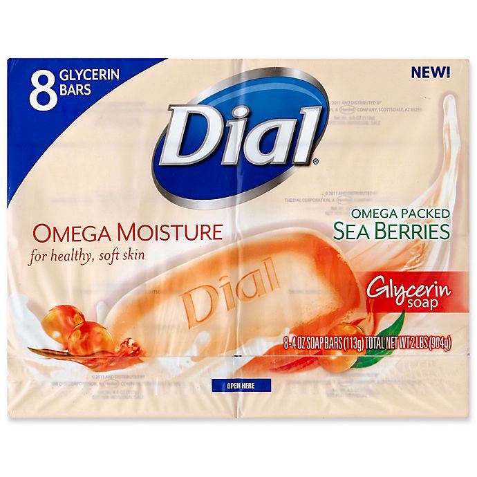 slide 3 of 3, Dial Omega Moisture Glycerin Soap Bars, 8 ct; 4 oz