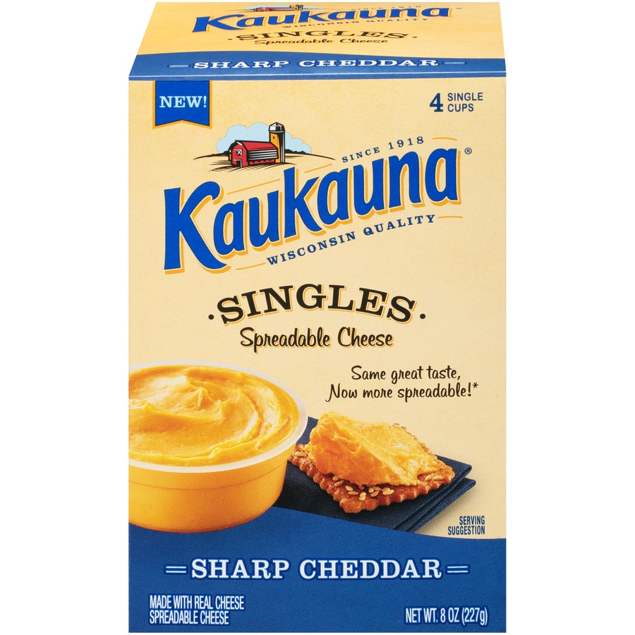 slide 1 of 3, Kaukauna Sharp Cheddar Spreadable Cheese Cups, 4 ct