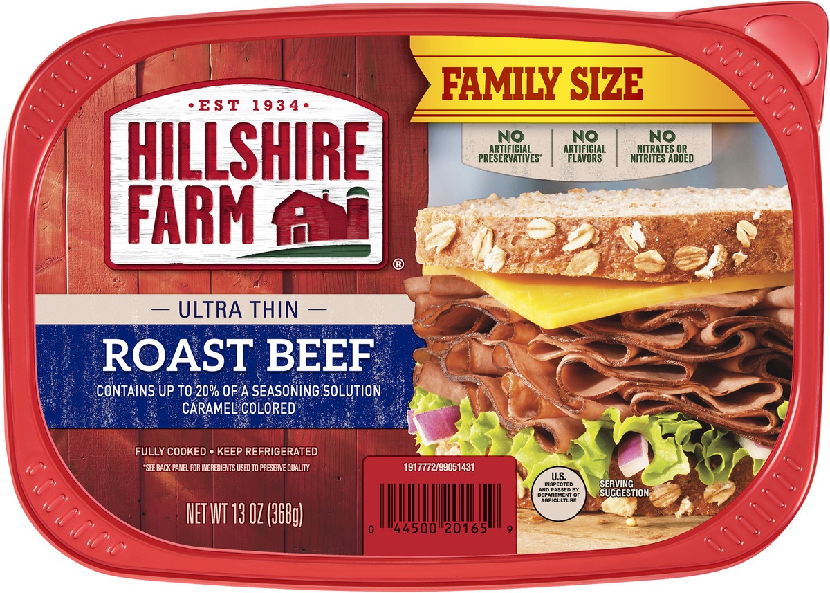 slide 2 of 2, Hillshire Farm Ultra Thin Sliced Deli Lunch Meat, Roast Beef, 13 oz, 368.54 g