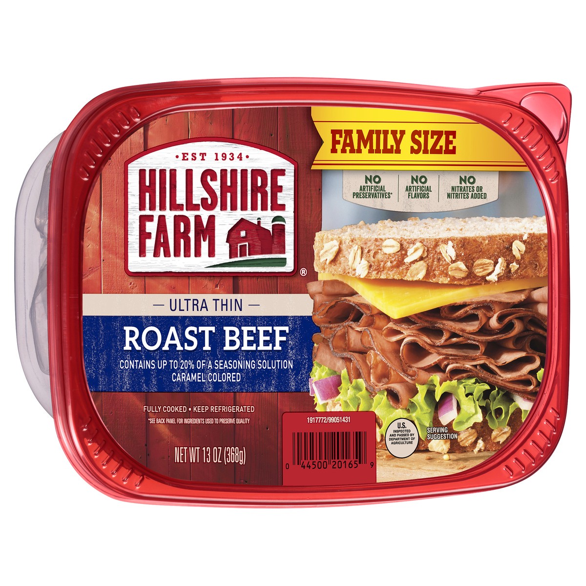 slide 1 of 2, Hillshire Farm Ultra Thin Sliced Deli Lunch Meat, Roast Beef, 13 oz, 368.54 g