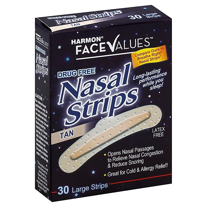 slide 1 of 3, Harmon Face Values Nasal Strips Large Strips - Tan, 30 ct