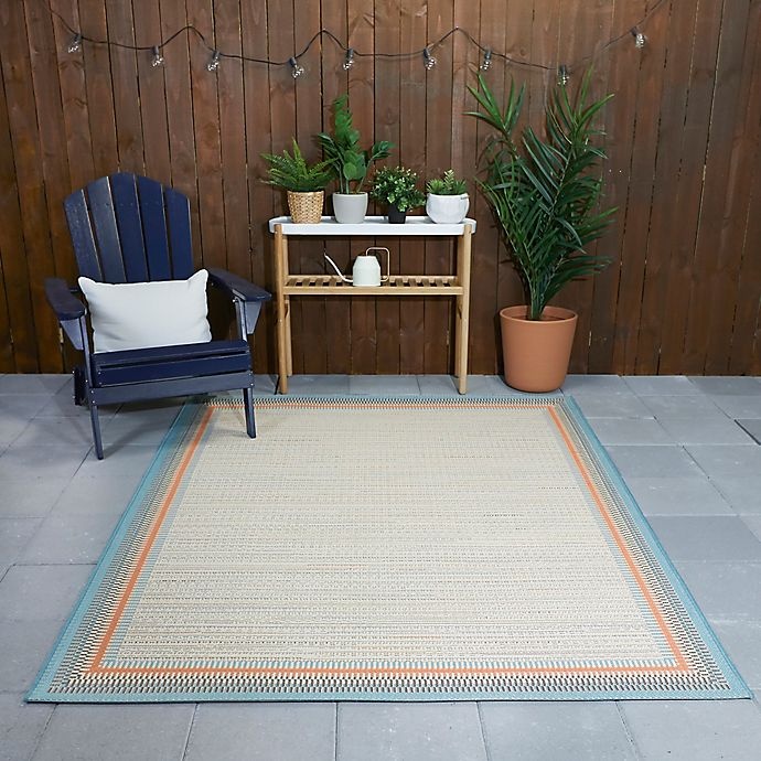 slide 2 of 5, Destination Summer Miami Border 5'3 x 6'11 Indoor/Outdoor Area Rug - Peach, 1 ct