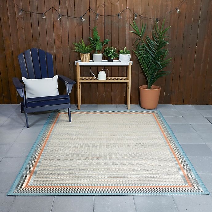 slide 2 of 5, Destination Summer Miami Border 7'10 x 10' Indoor/Outdoor Area Rug - Peach, 1 ct