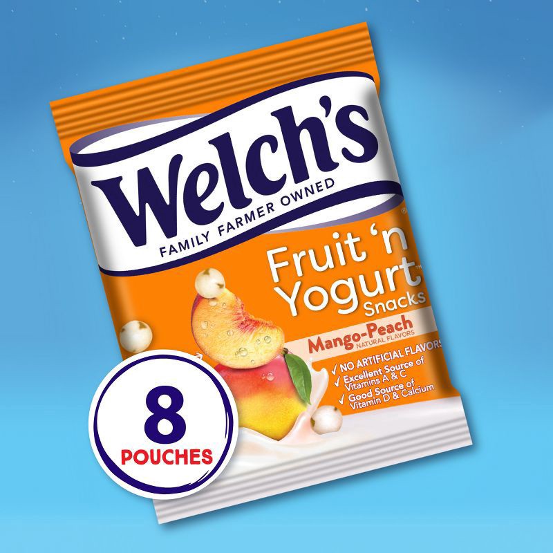 slide 3 of 3, Welch's Mango-Peach Fruit 'n Yogurt Snacks 8 - 0.7 oz Pouches, 8 ct