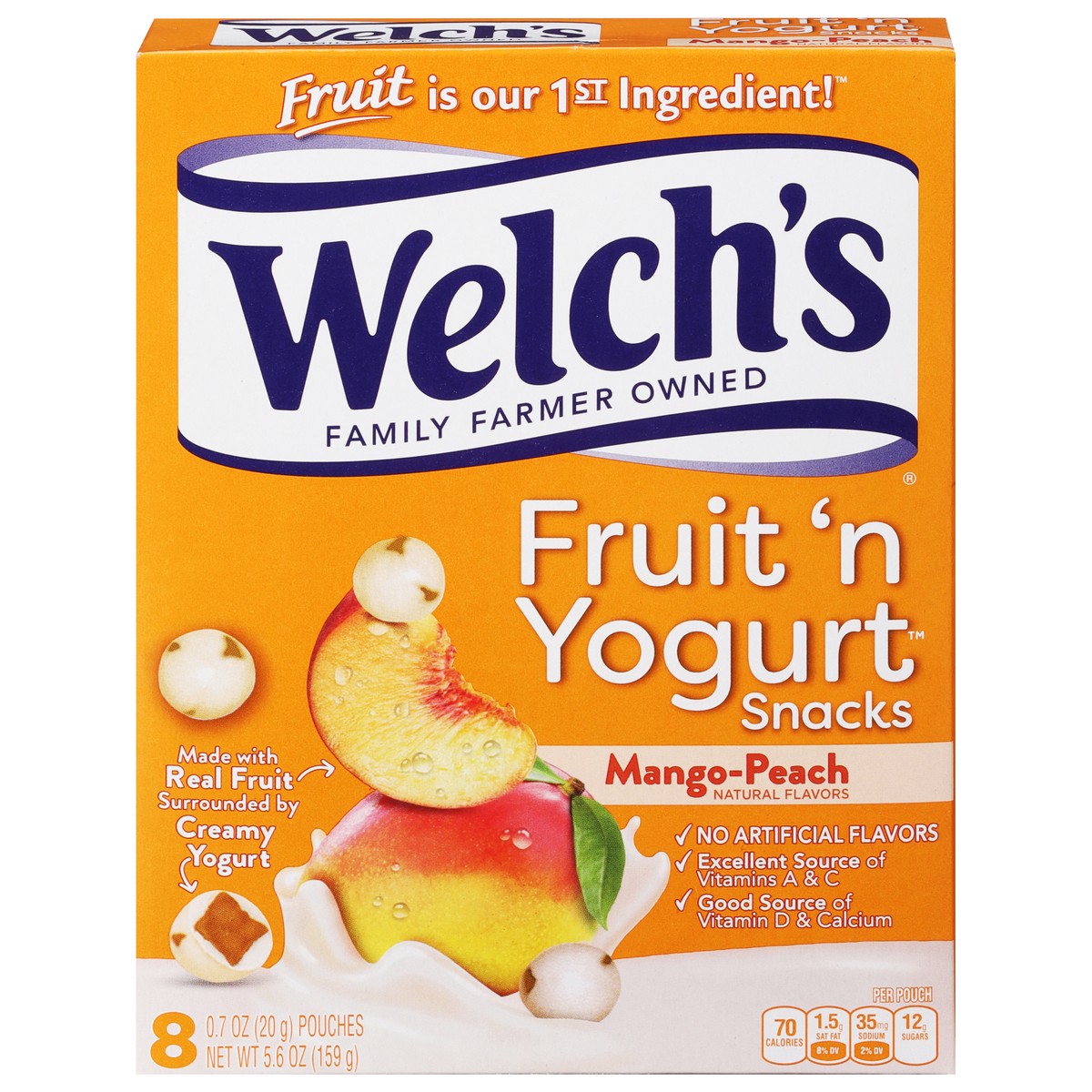 slide 1 of 3, Welch's Mango-Peach Fruit 'n Yogurt Snacks 8 - 0.7 oz Pouches, 8 ct