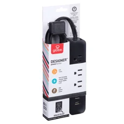 Globe Electric Designer Series Black Power Strip