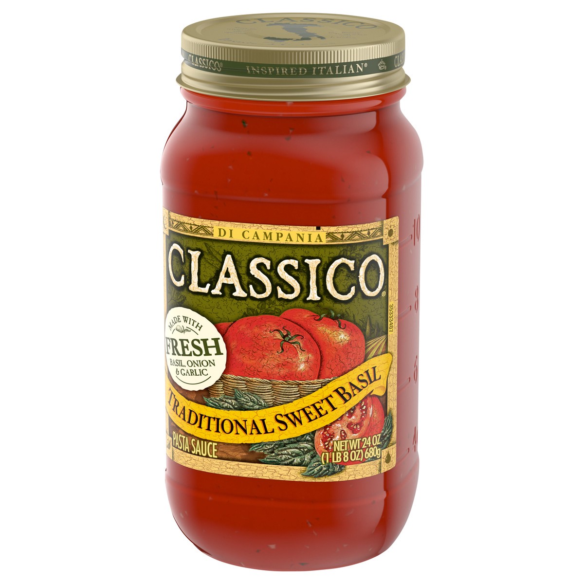 slide 6 of 9, Classico Traditional Sweet Basil Pasta Sauce Jar, 24 oz