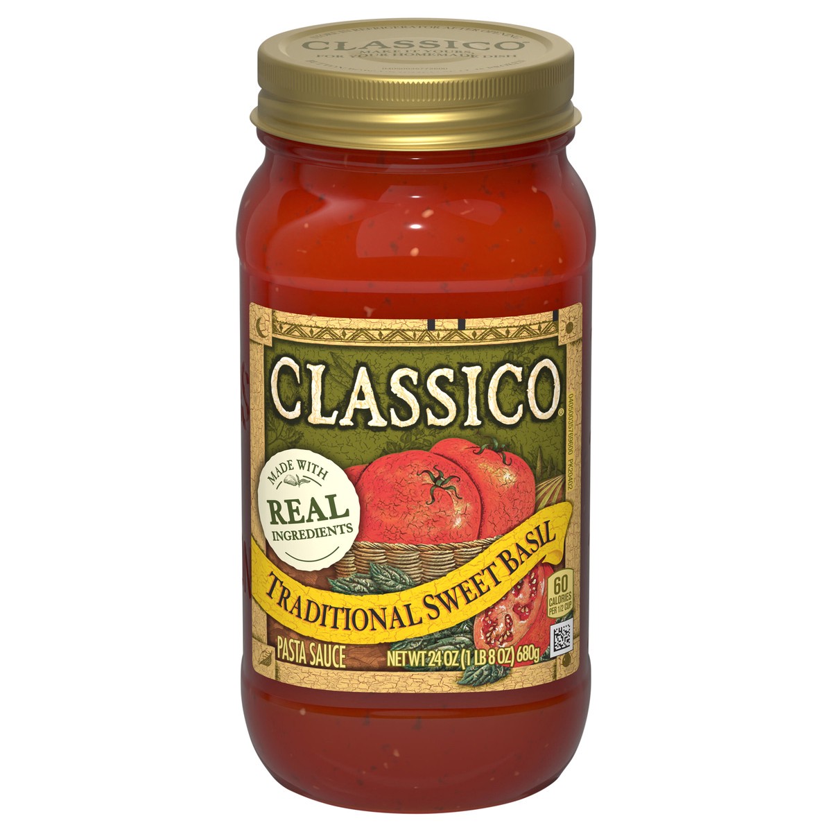slide 1 of 9, Classico Traditional Sweet Basil Pasta Sauce, 24 oz. Jar, 24 oz