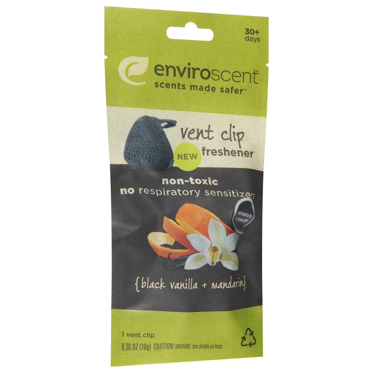 slide 2 of 9, Enviroscent Auto Vent Clip Black Van Mandarin, 1 ct