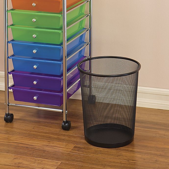 slide 4 of 4, Seville Classics Mesh Metal Wastebasket - Black, 6 gal