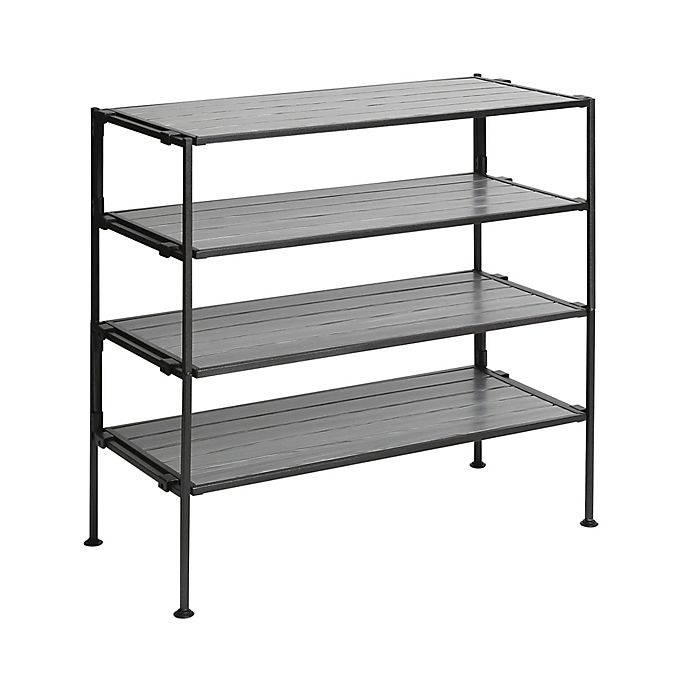 slide 3 of 9, Seville Classics 2-Tier Iron Stackable Shoe Storage Rack - Grey, 1 ct