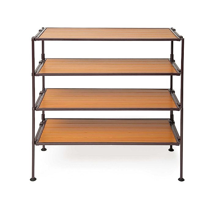 slide 2 of 9, Seville Classics 2-Tier Iron Stackable Shoe Storage Rack - Espresso, 1 ct