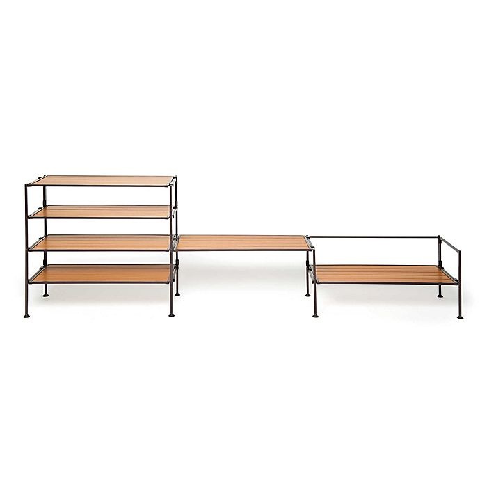 slide 4 of 9, Seville Classics 2-Tier Iron Stackable Shoe Storage Rack - Espresso, 1 ct