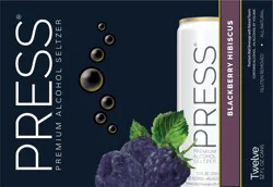 PRESS Premium Hard Seltzer Blackberry Hibiscus Malt Beverage, 12 pk 12 fl oz Cans, 4.0% ABV