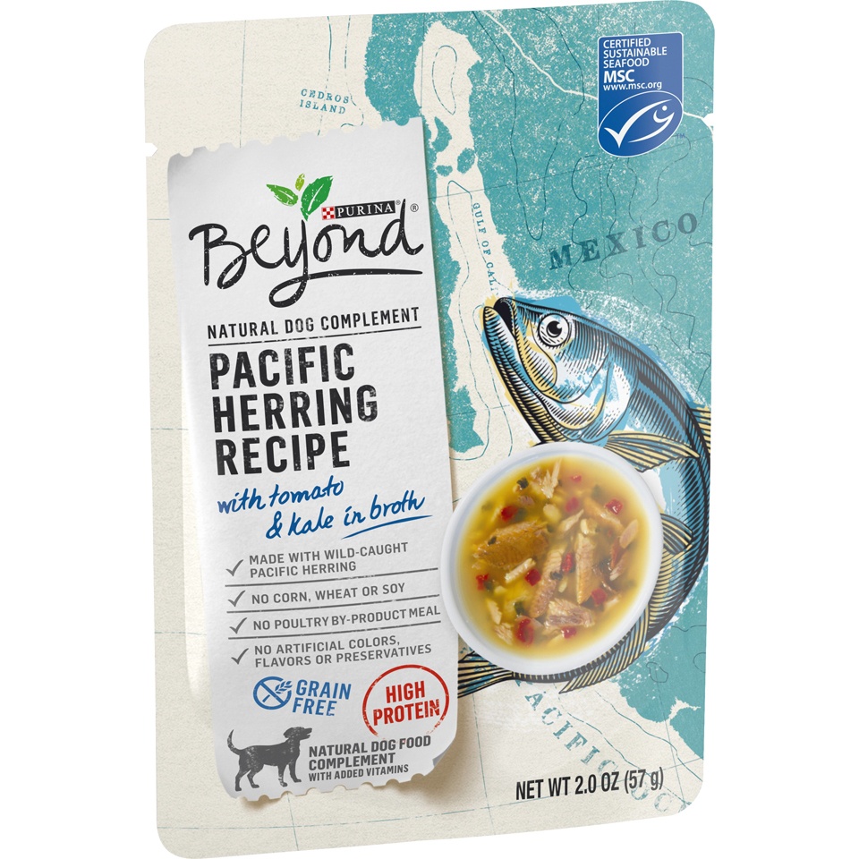 slide 3 of 9, Beyond Purina Grain Free, High Protein Wet Dog Food Complement; Pacific Herring with Tomato & Kale, 2 oz