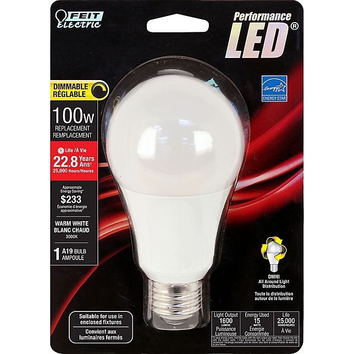 slide 2 of 2, Feit Electric 16-Watt A19 Globe Dimmable LED Bulb, 1 ct