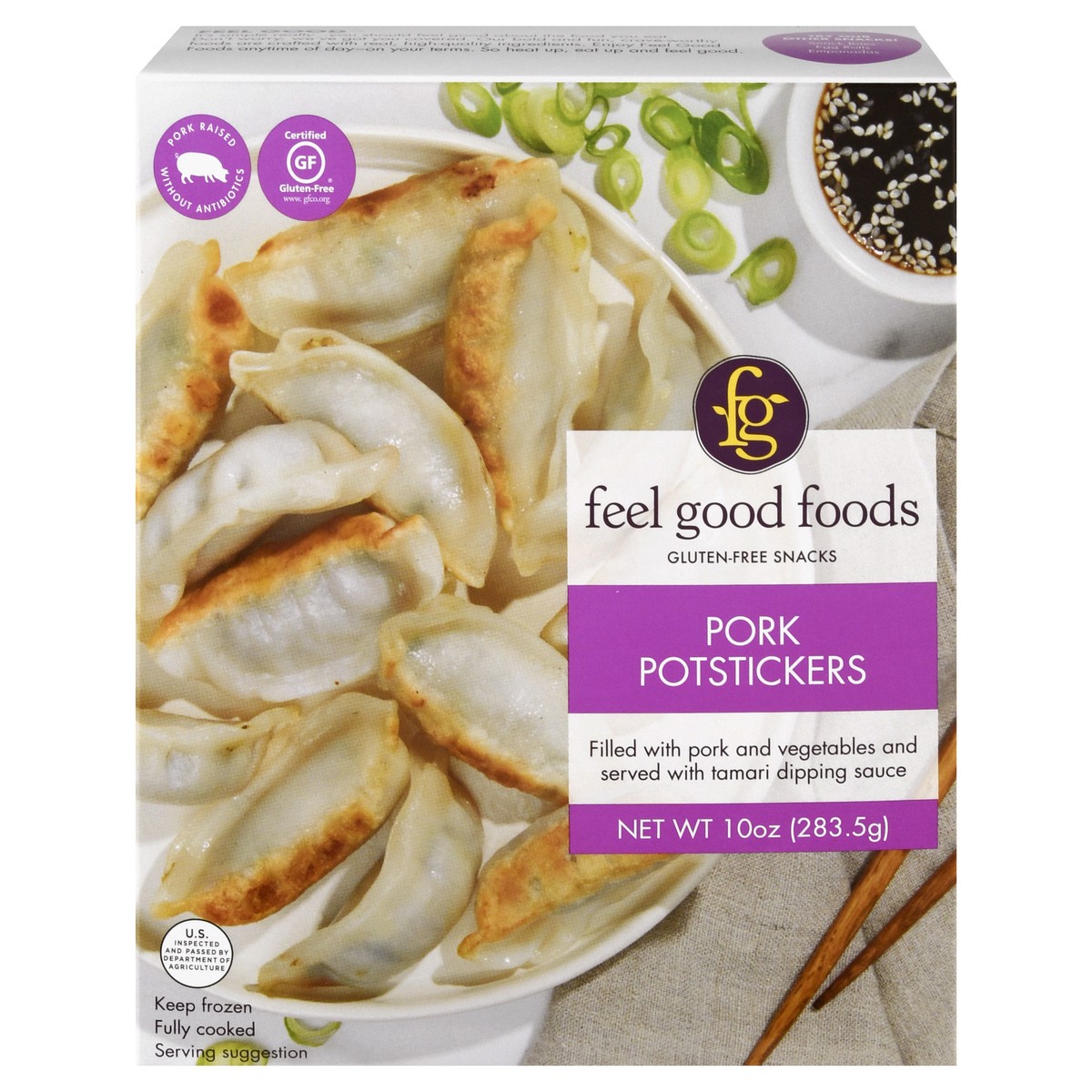 slide 1 of 9, Feel Good Foods Pork Potstickers, 10 oz