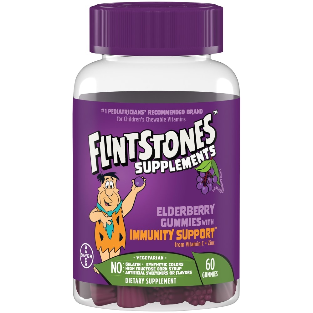 slide 1 of 4, Flintstones Children's Elderberry with Immunity Support Gummies, 60 ct