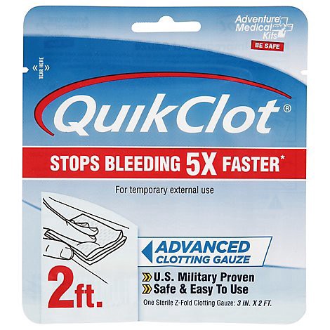 slide 1 of 1, QuikClot 3x2 Inch Gauze - Each, 1 ct