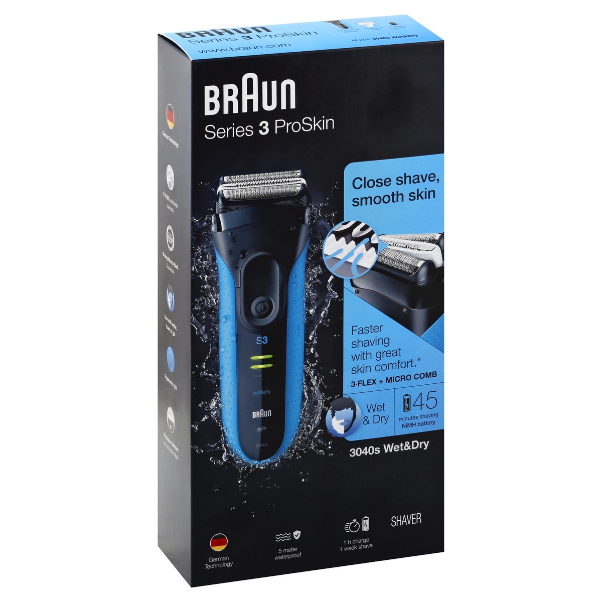 slide 1 of 7, Braun Series 3 ProSkin 3040s Wet & Dry Shaver, 1 ct