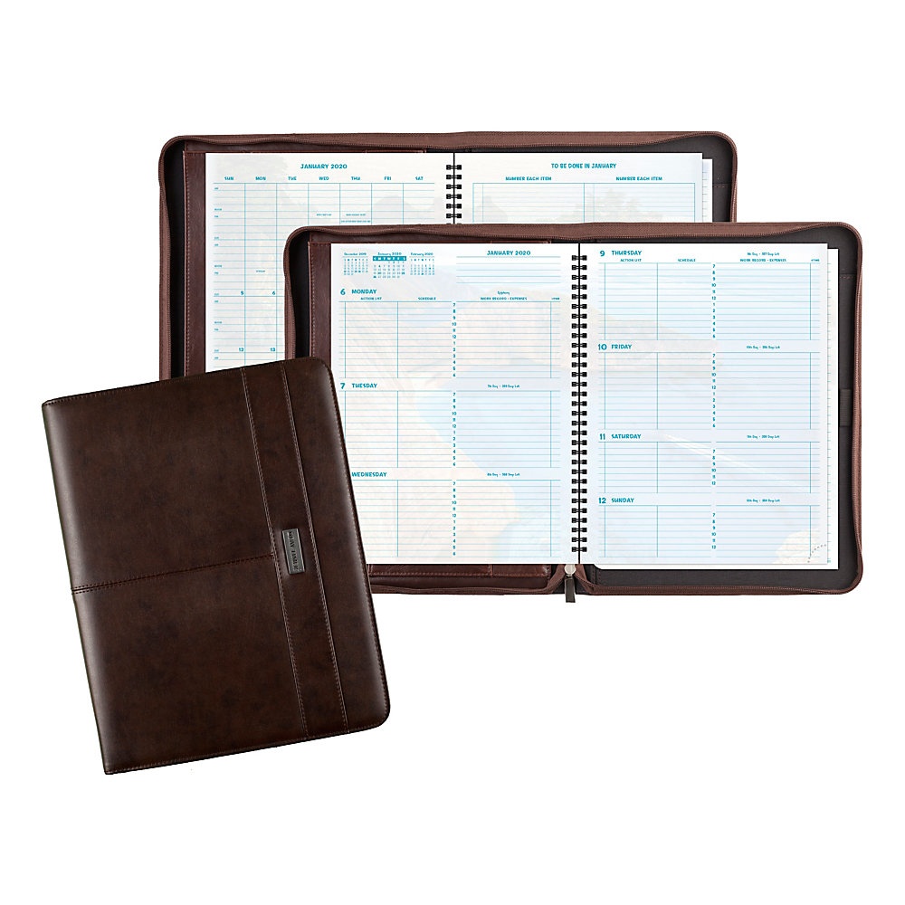 slide 1 of 1, Day-Timer Coastlines Weekly Organizer, Notebook Size, 8-1/2'' X 11'', Brown, January To December, 1 ct