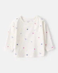 Carter's Baby Girl Winter Print Long-Sleeve Top - White Cream 12M