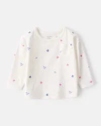 Carter's Baby Girl Winter Print Long-Sleeve Top - White Cream 12M