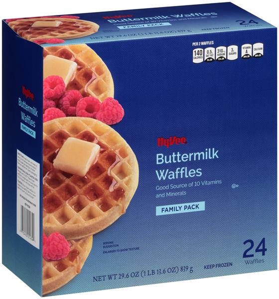 slide 1 of 1, Hy-vee Buttermilk Waffles, 24 ct; 29.6 oz