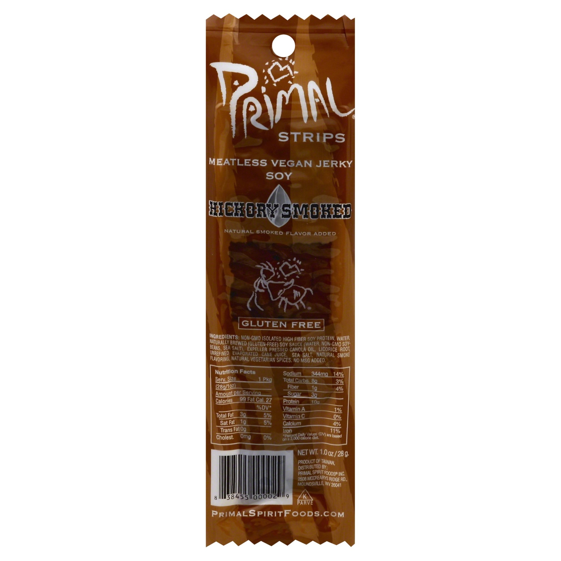 slide 1 of 1, Primal Strips Hickory Smoked Meatless Vegan Jerky, 1 oz