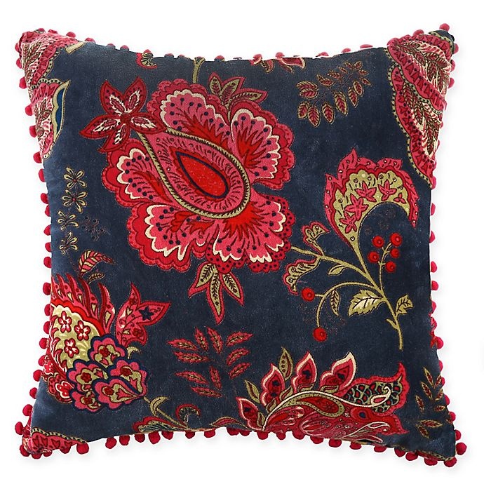 slide 1 of 1, Global Caravan Valencia Tile Floral Throw Pillow - Teal, 1 ct