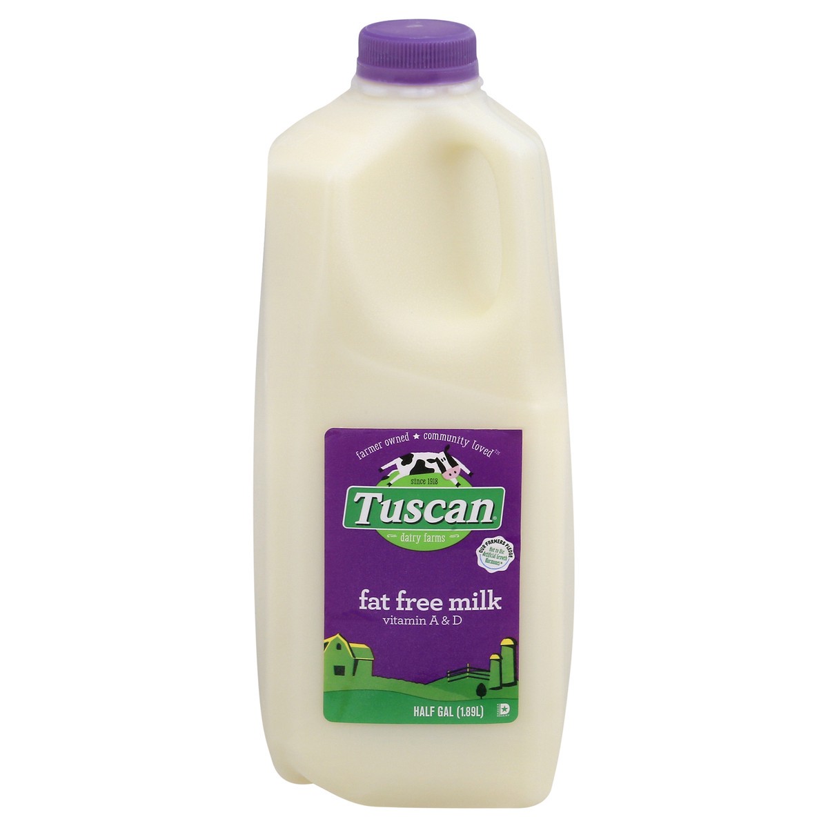 slide 1 of 1, Tuscan Dairy Fat Free Milk with Vitamin A and Vitamin D, Skim Milk Half Gallon - 1 Jug, 1/2 gal