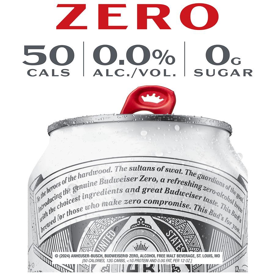 slide 3 of 5, Budweiser Zero Beer, 12 Pack 12 fl. oz. Cans, 12 ct; 12 fl oz