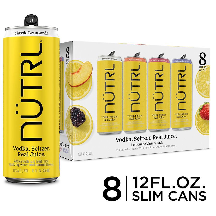 slide 5 of 5, Nutrl Lemonade Vodka Seltzer Variety Pack 8 - 12 fl oz Cans, 8 ct