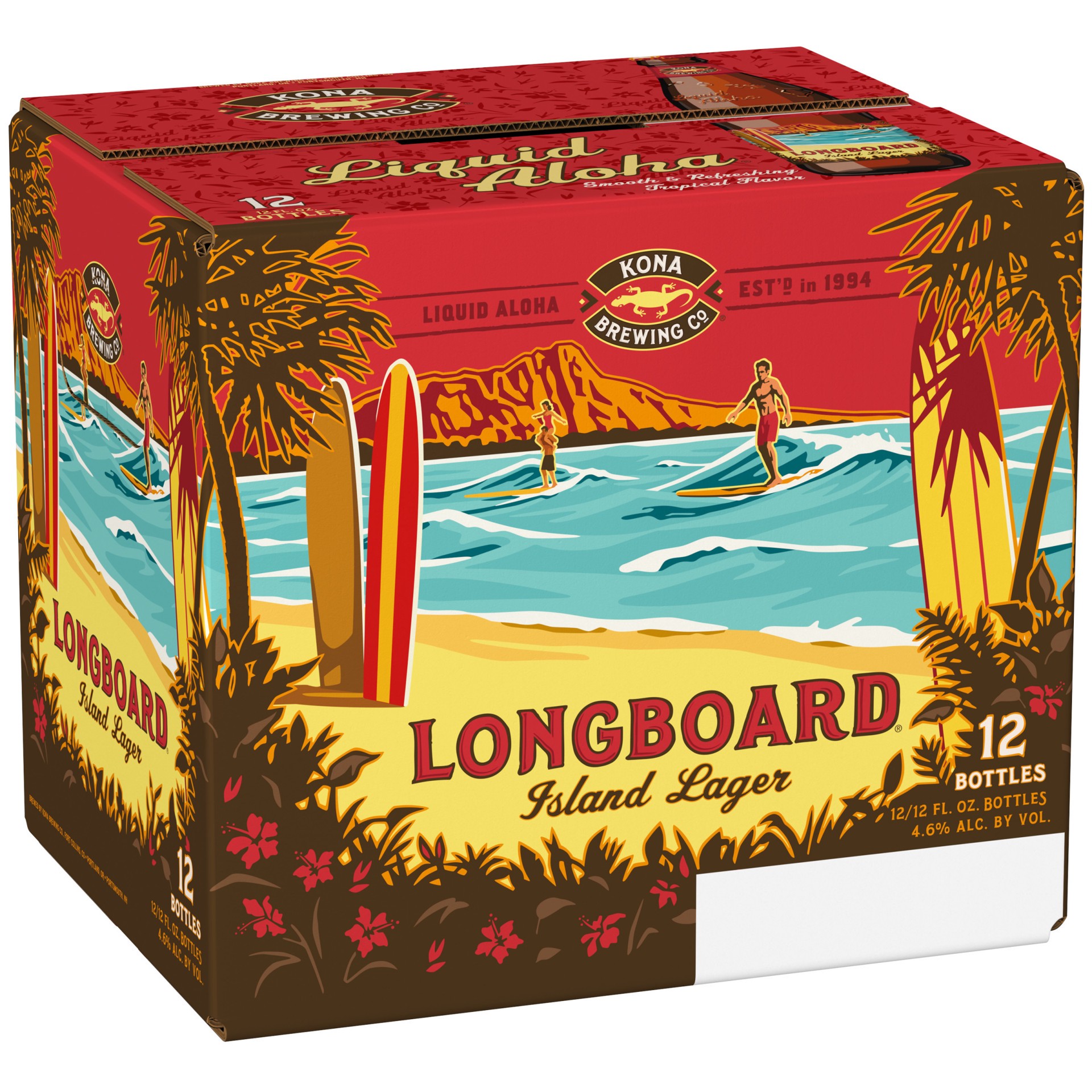 slide 1 of 11, Kona Brewing Co.. Longboard Island Lager Beer, 12 Pack Beer, 12 FL OZ Bottles, 144 fl oz