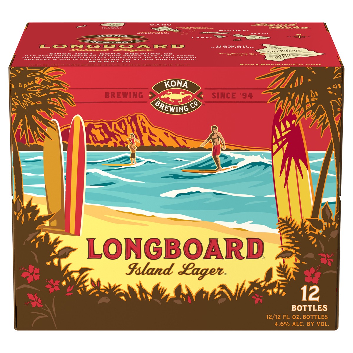 slide 10 of 11, Kona Brewing Co.. Longboard Island Lager Beer, 12 Pack Beer, 12 FL OZ Bottles, 144 fl oz