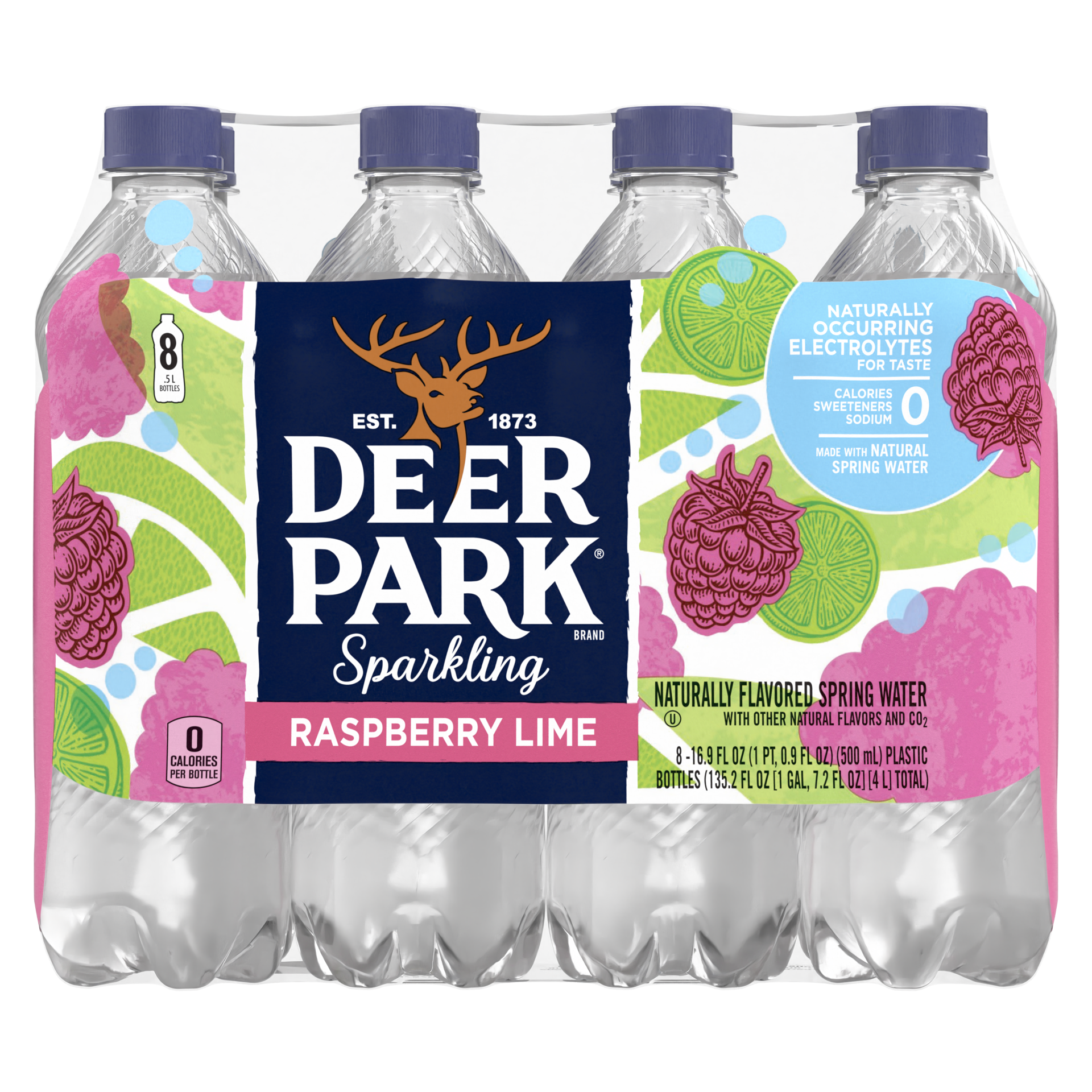 slide 2 of 5, Deer Park Sparkling Water, Raspberry Lime, 16.9 oz. Bottles (8 Count), 16.9 fl oz