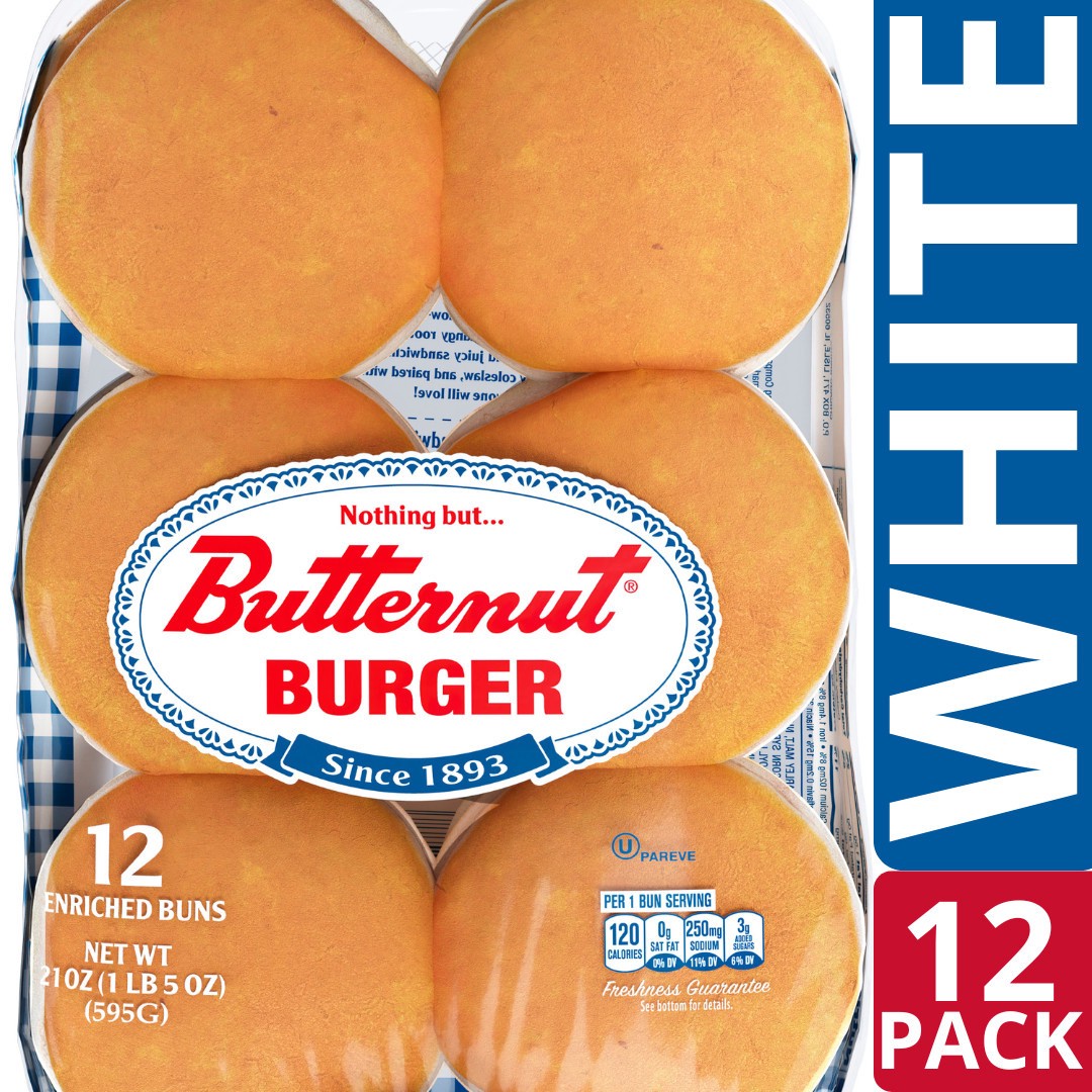 slide 1 of 13, Butternut Burger Buns 12 ea, 12 ct