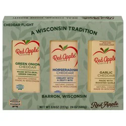 Red Apple Cheese Cheddar Green Onion/Horseradish/Garlic Cheese 3 - 8 oz Packs