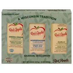 Red Apple Cheese Cheddar Green Onion/Horseradish/Garlic Cheese 3 - 8 oz Packs