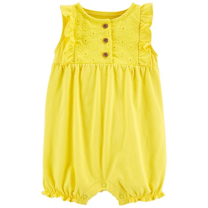 slide 1 of 1, Carter's Flutter-Sleeve Romper - Yellow, 1 ct; 12 M