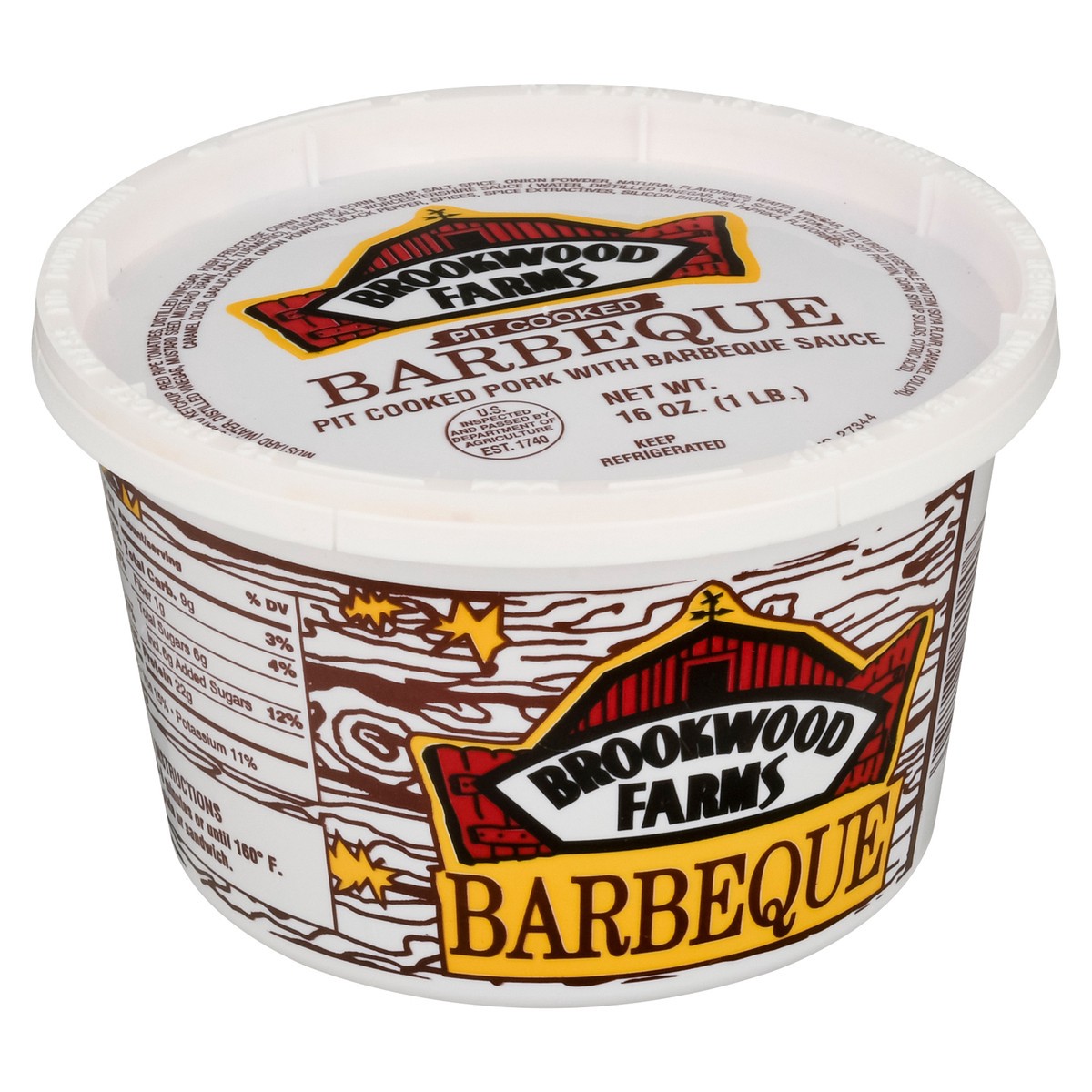 slide 3 of 9, Brookwood Farms Pit Cooked Pork with Barbeque Sauce 16 oz, 16 oz