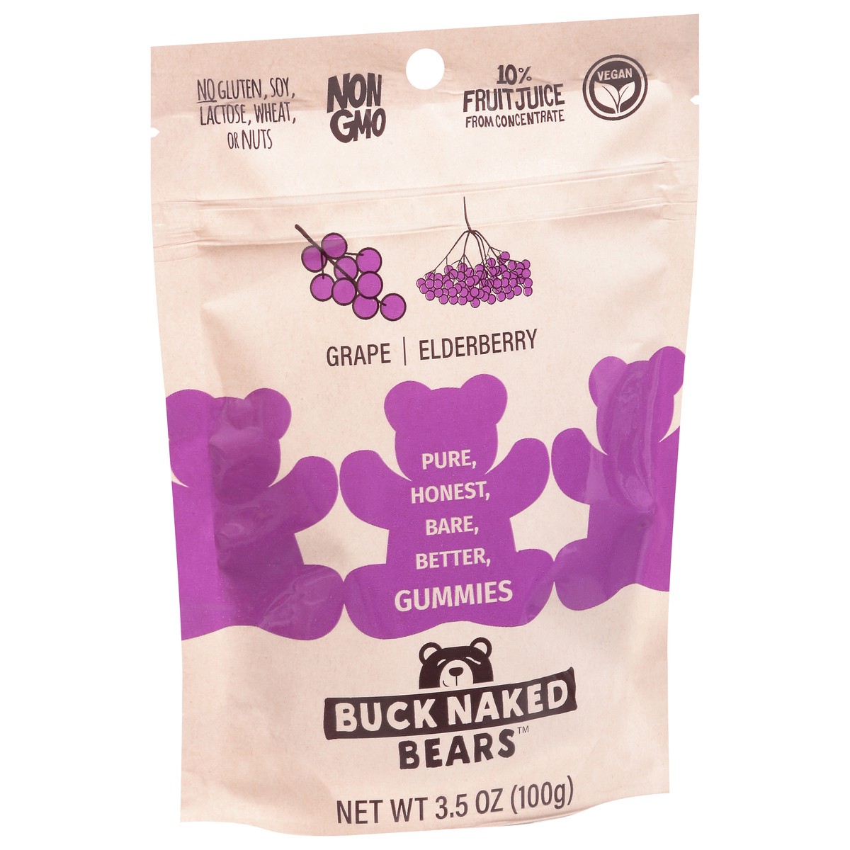 slide 3 of 13, Buck Naked Bears Grape/Elderberry Gummies 3.5 oz, 3.5 oz