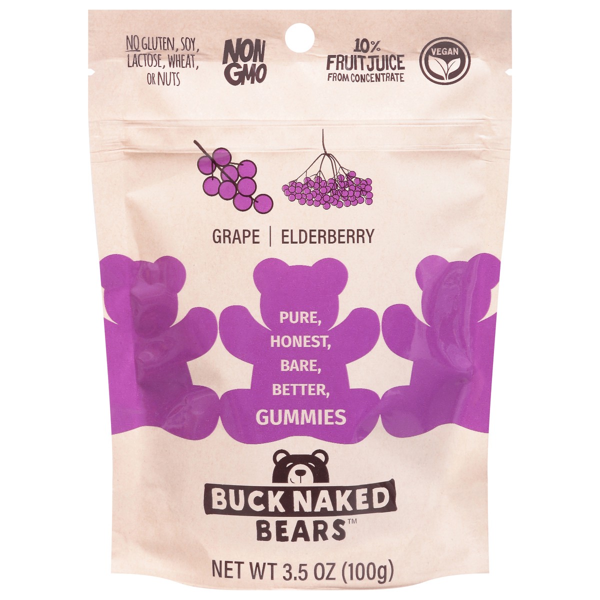 slide 11 of 13, Buck Naked Bears Grape/Elderberry Gummies 3.5 oz, 3.5 oz