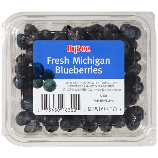 slide 1 of 1, Hy-Vee Michigan Blueberries, 6 oz