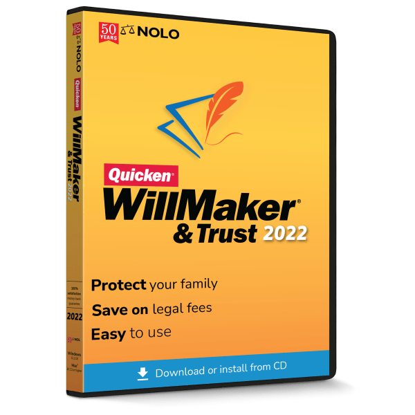 slide 2 of 2, Nolo Quicken Willmaker & Trust, 2022, Windows/Mac, Cd/Product Key, 1 ct