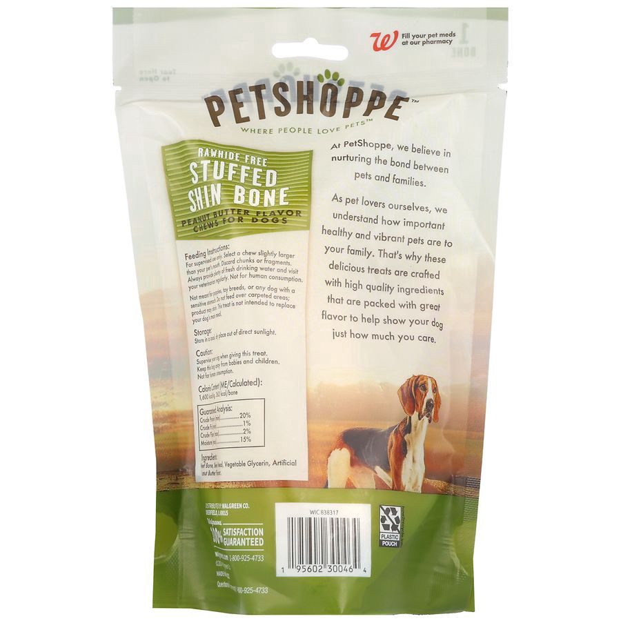 slide 5 of 5, PetShoppe Stuffed Shin Bone Peanut Butter, 1 ct