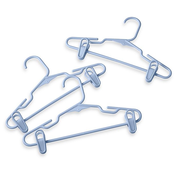 slide 1 of 1, Merrick 3-pack Plastic Children's Clothes Hangers with Clips - Blue, 3 ct