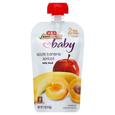 slide 1 of 1, H-E-B Baby Apple Banana Apricot, 4 oz