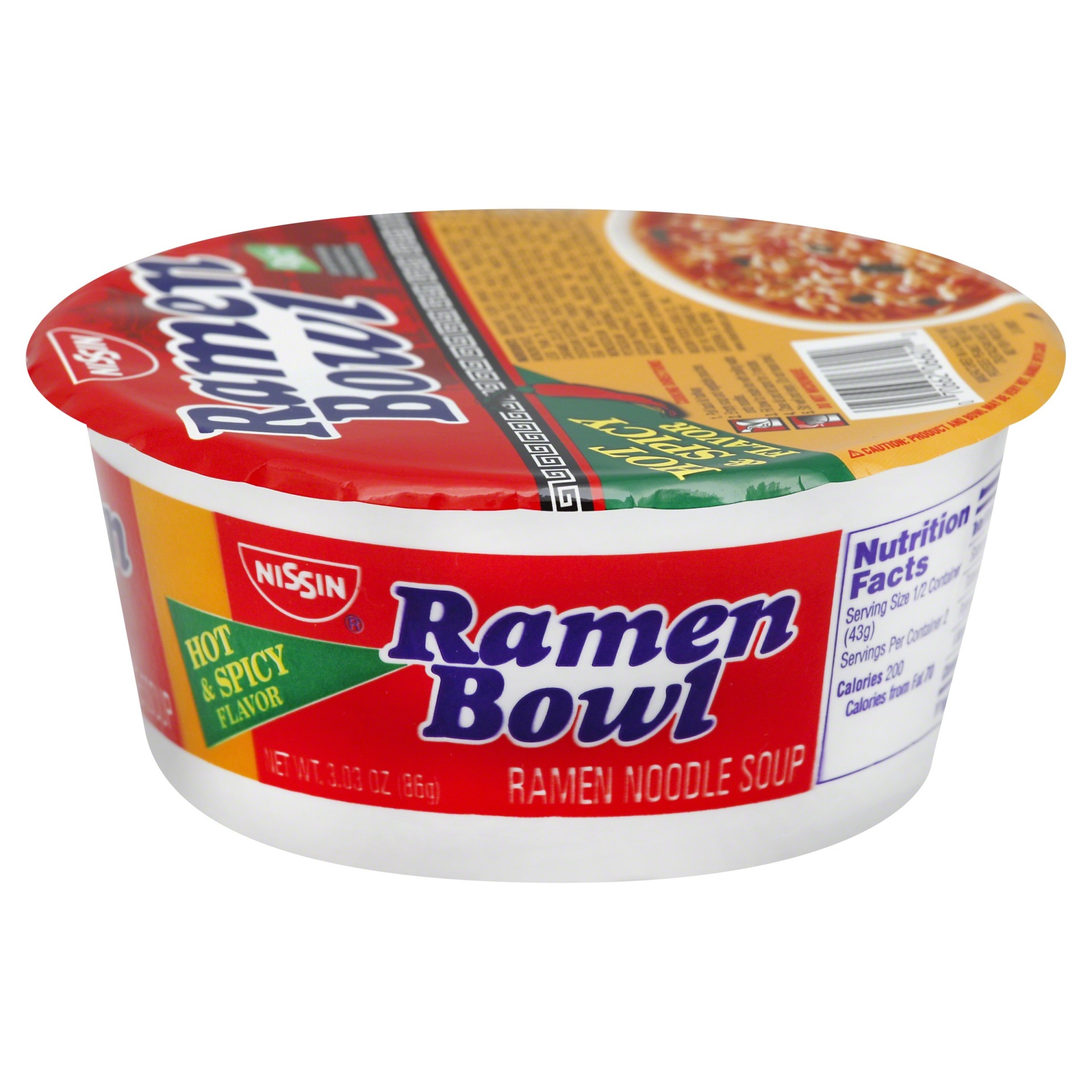 slide 1 of 1, Nissin Ramen Bowl Hot & Spicy Flavor Ramen Noodle Soup, 3.03 oz