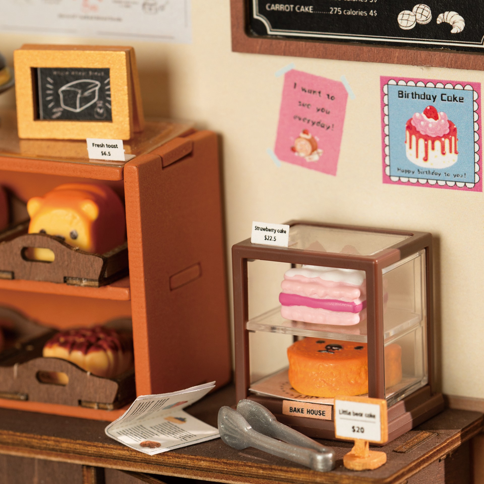 slide 12 of 14, Robotime Rolife Becka's Baking House Diy Miniature House Kit, 6.18 in x 5.87 in x 8.46 in